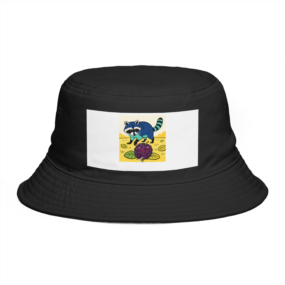 HD Raccoon investigating an oversized berry Bucket Hat
