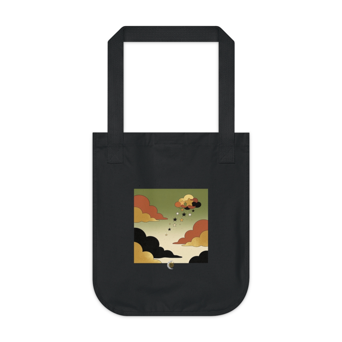 HD Drifting tiny-star cloud arranged as overlapping flat color shapes Organic Canvas Tote