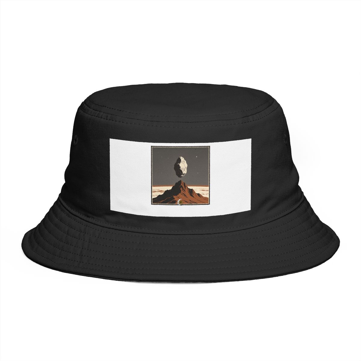 HD Interstellar rock rising above a steep mountain silhouette Bucket Hat