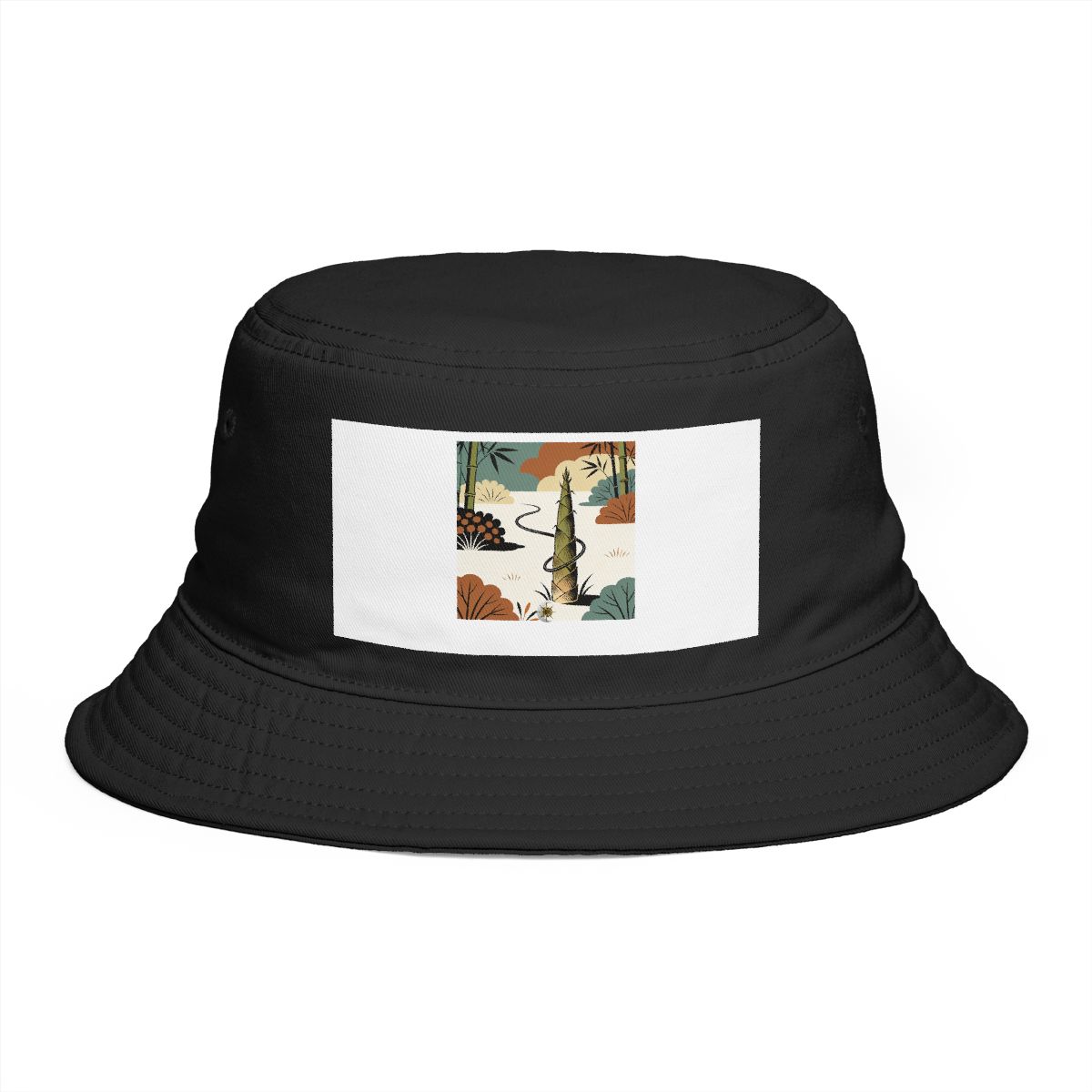 HD Bamboo shoot interwoven with a single looping wind line Bucket Hat