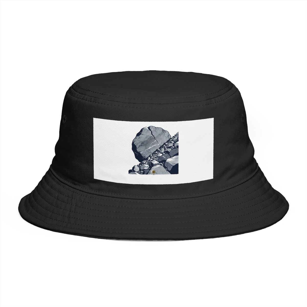 HD Fractured granite boulder transitioning from loose to dense along a diagonal Bucket Hat