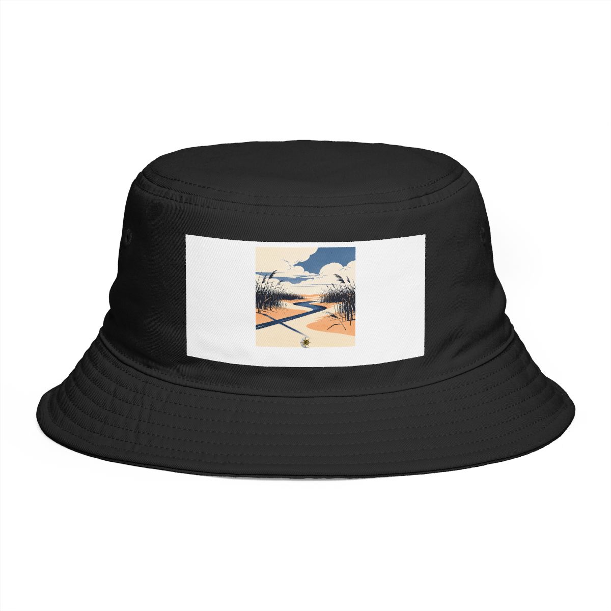HD Sandy reed inlet crossed by a gentle diagonal breeze Bucket Hat