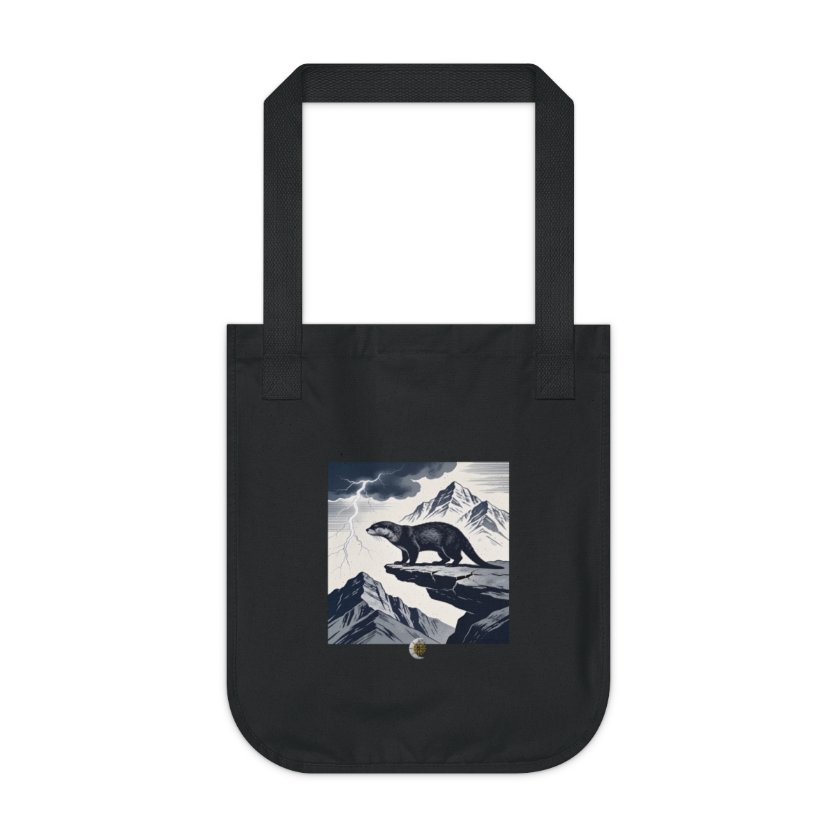 HD River otter standing on a broken rock shelf in side profile Organic Canvas Tote
