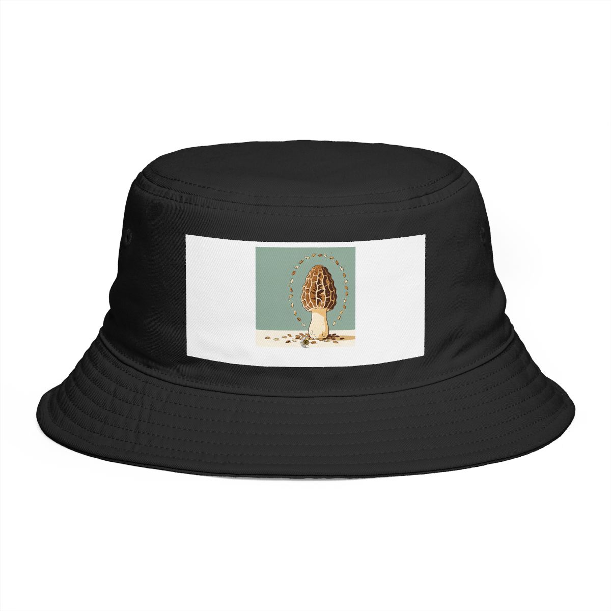 HD Morel surrounded by an arc of scattered seeds Bucket Hat