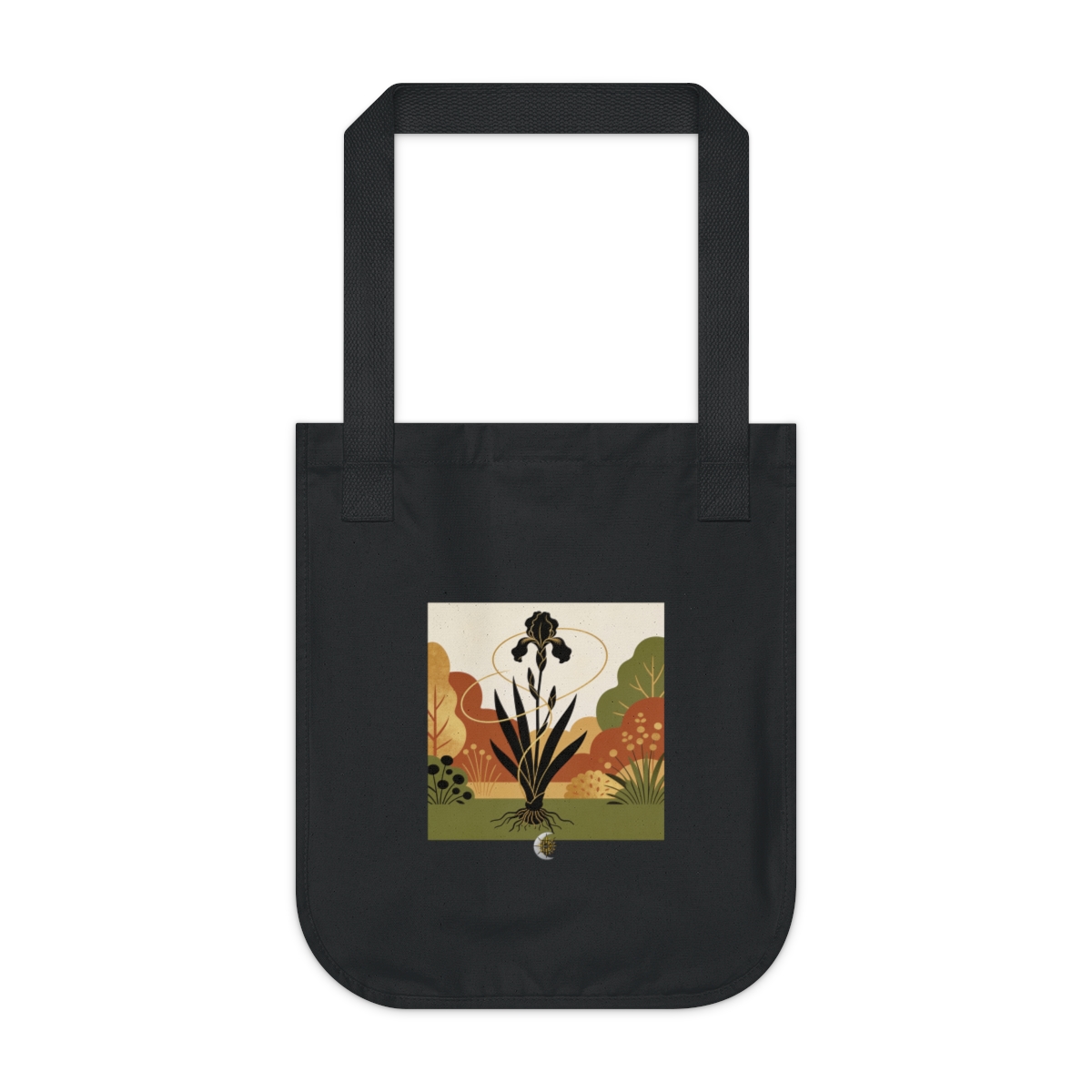 HD Iris rhizome interwoven with a single looping wind line Organic Canvas Tote