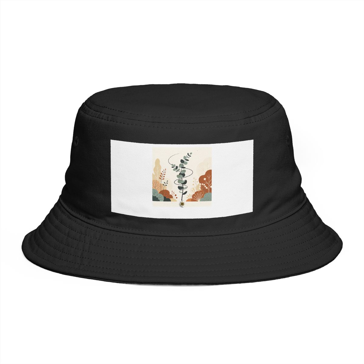 HD Eucalyptus stem interwoven with a single looping wind line Bucket Hat