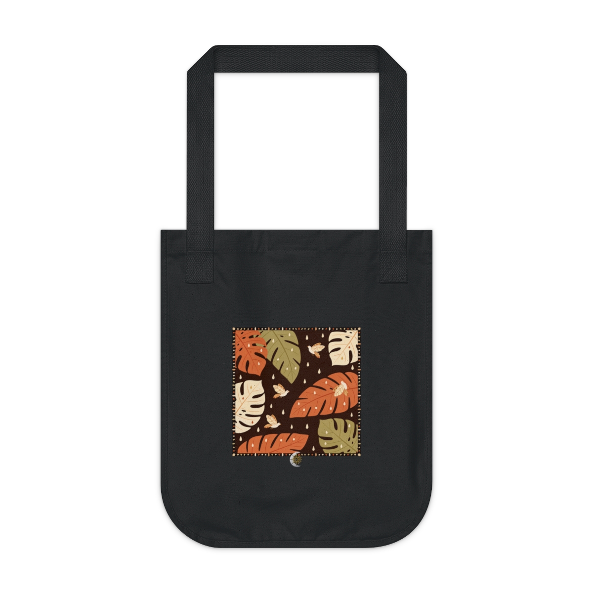 HD Bold tropical leaves with tiny decorative raindrops Organic Canvas Tote