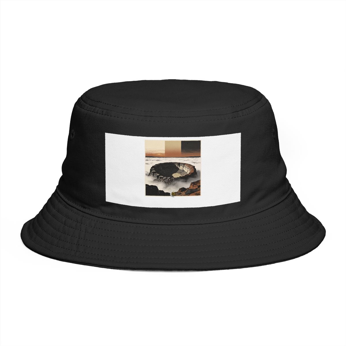 HD Basalt amphitheater rising above a broad belt of fog Bucket Hat