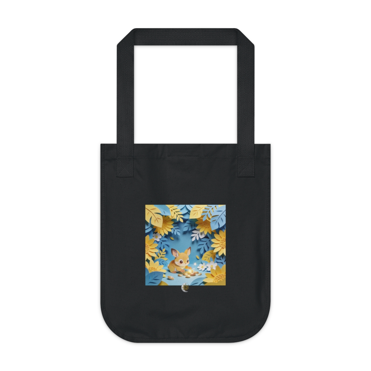 HD Small original woodland creature with expressive ears discovering glowing seeds Organic Canvas Tote