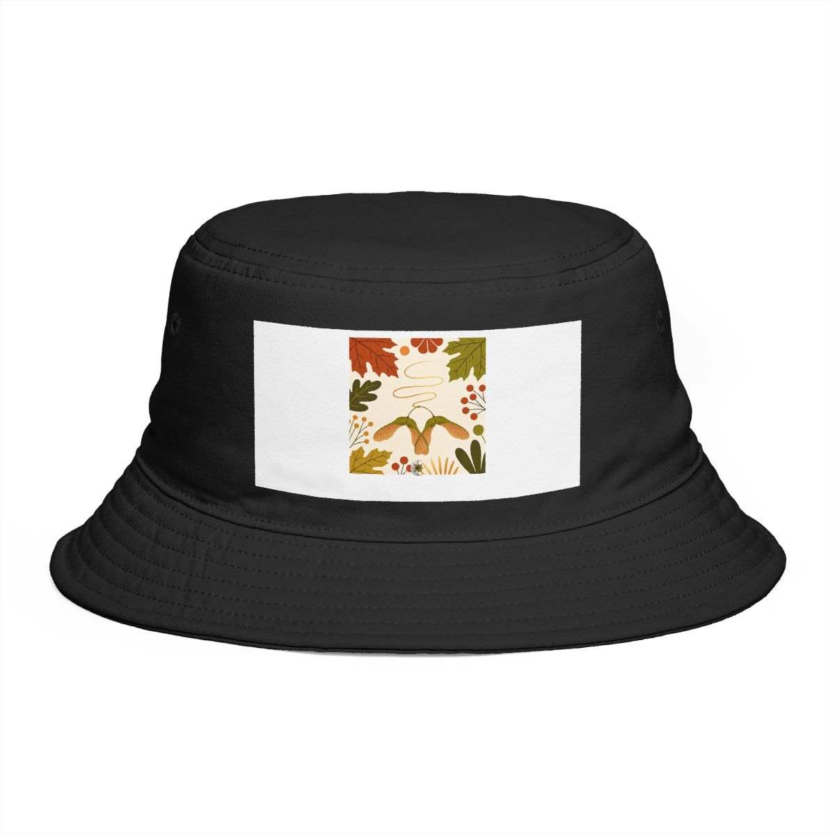 HD Maple samara pair interwoven with a single looping wind line Bucket Hat