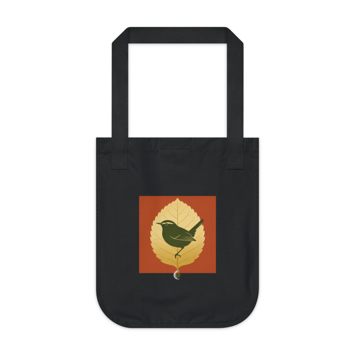HD Wren framed by one oversized leaf Organic Canvas Tote