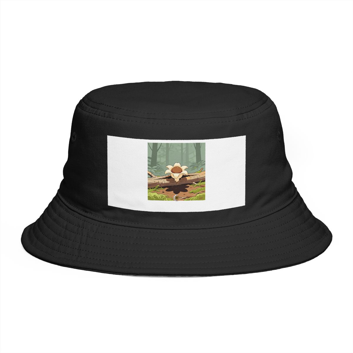 HD Earthstar fungus growing through a split fallen branch Bucket Hat