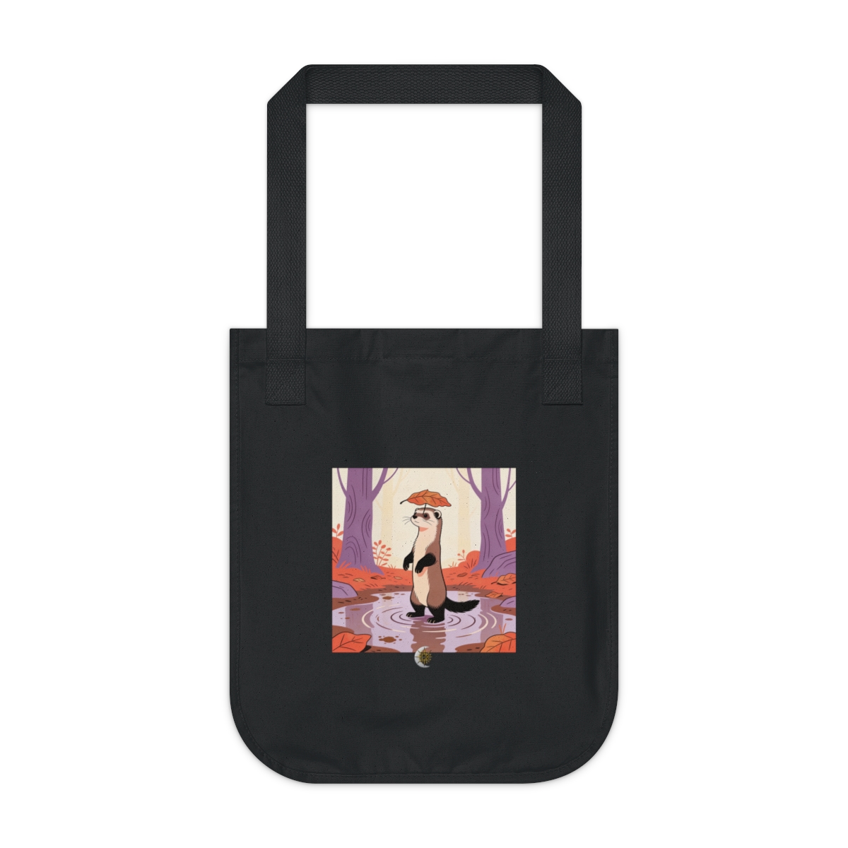 HD Ferret balancing a leaf as a tiny umbrella Organic Canvas Tote