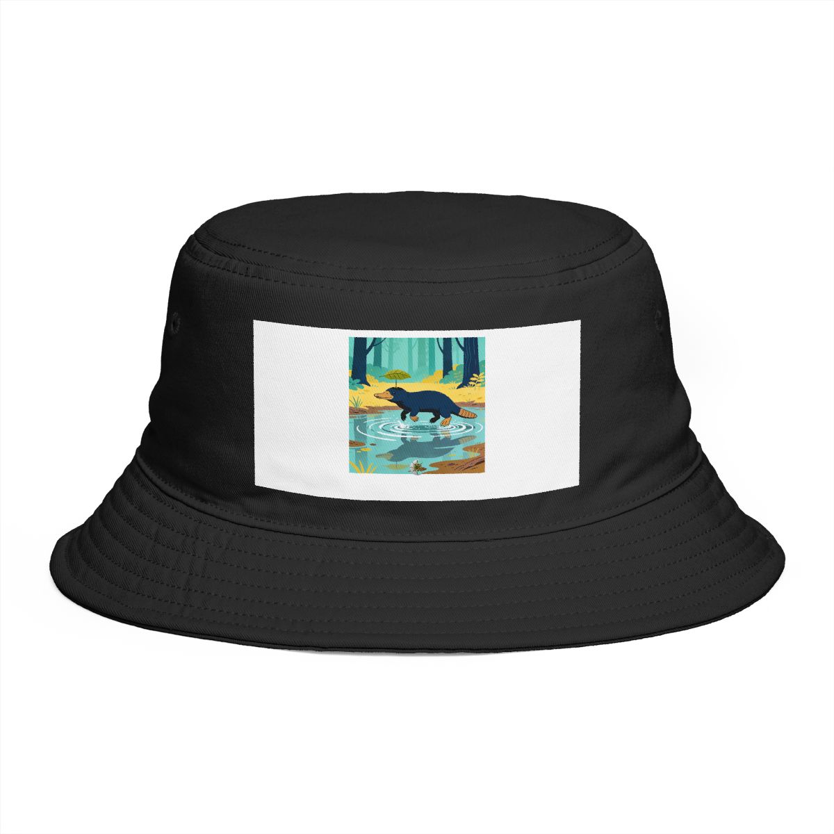 HD Platypus balancing a leaf as a tiny umbrella Bucket Hat