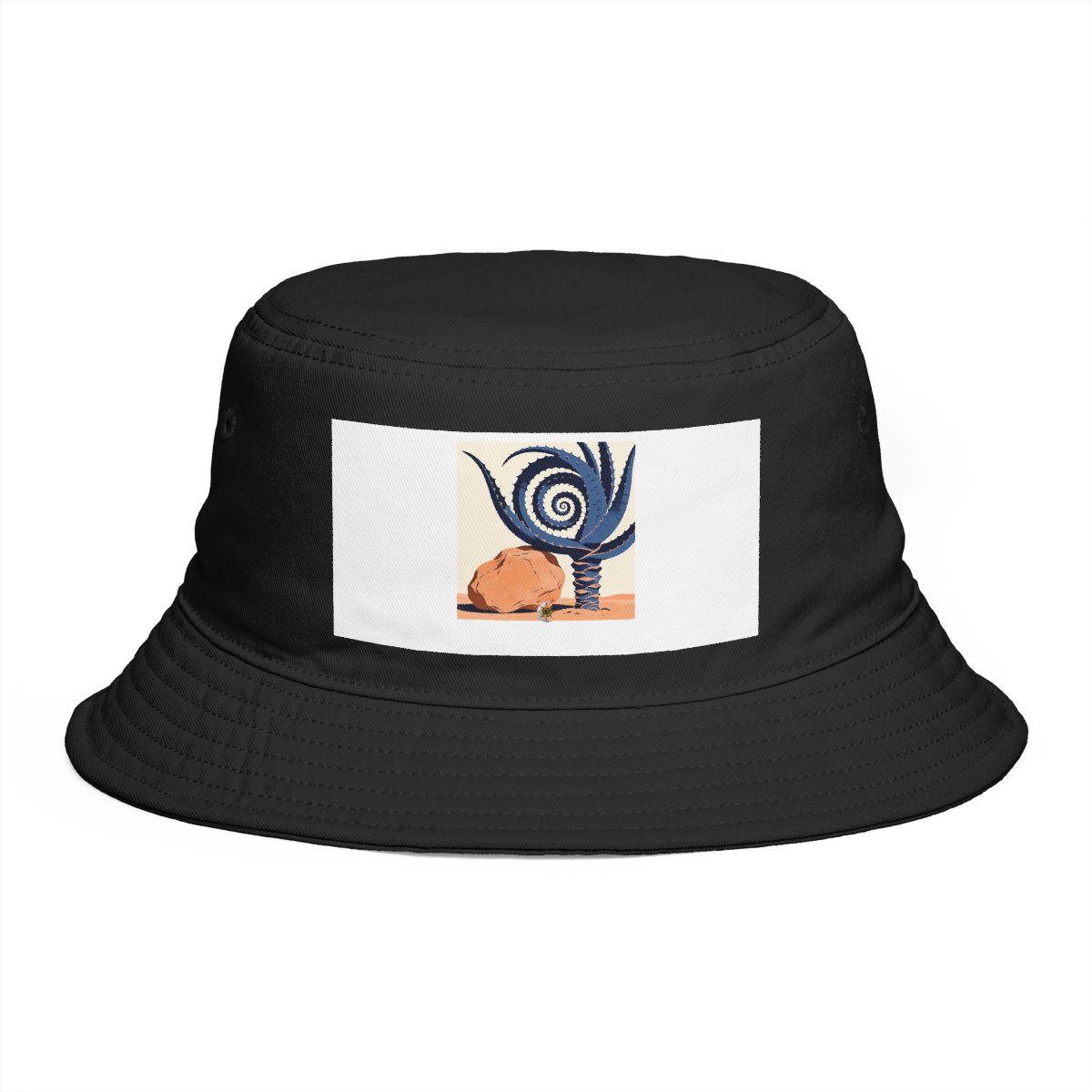 HD Spiral aloe balanced beside an irregular clay-colored rock Bucket Hat