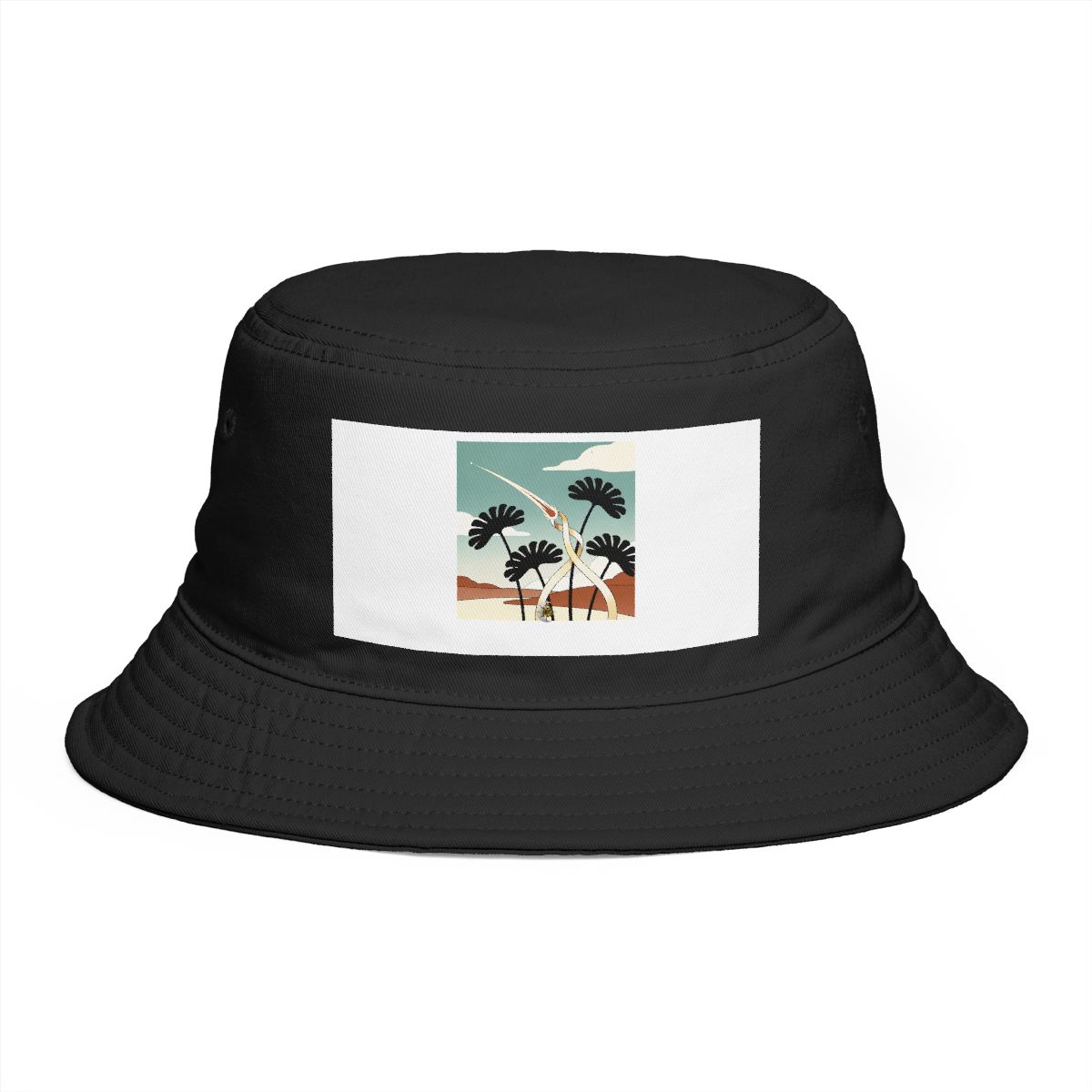 HD Ribbon-tailed comet interlocking with broad plant silhouettes Bucket Hat