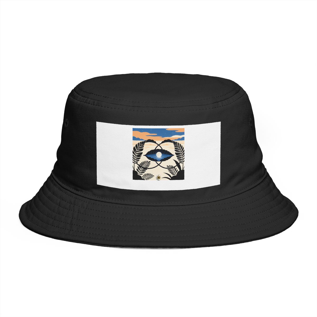 HD Moon in a leaf-shaped lake interlocking with broad plant silhouettes Bucket Hat