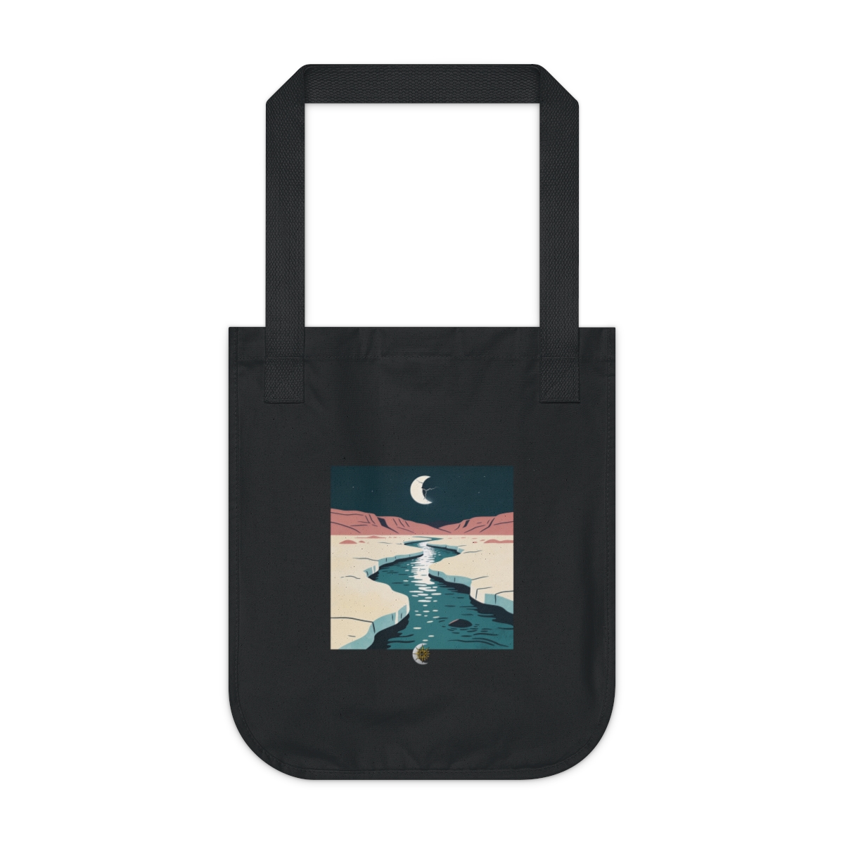 HD Meltwater channel reflecting a broken arc of moonlight Organic Canvas Tote