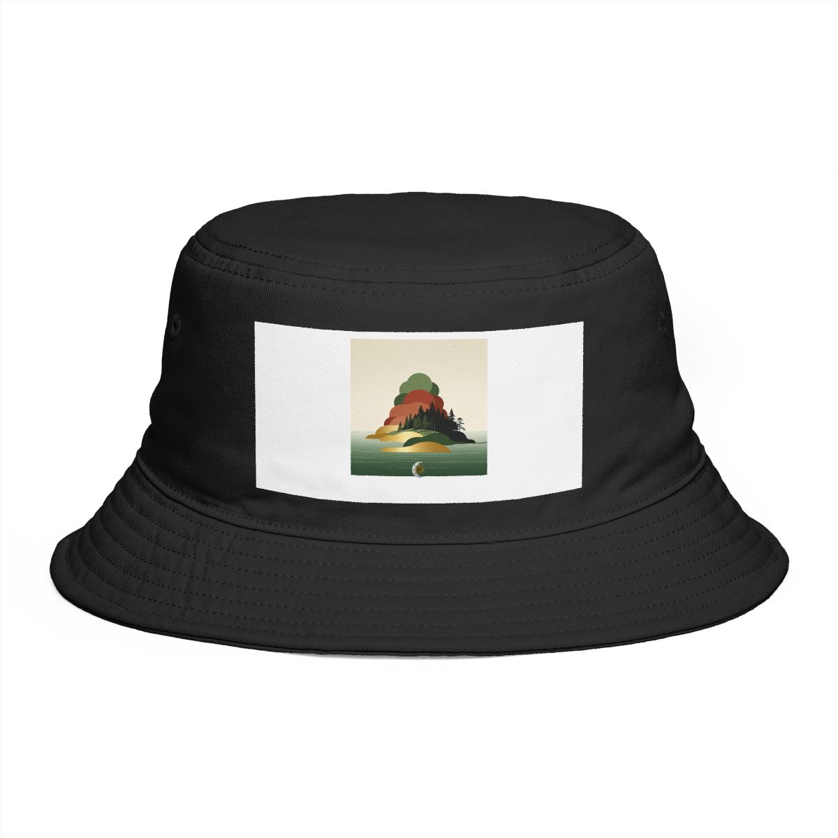 HD Wooded peninsula reduced to stacked rounded color planes Bucket Hat