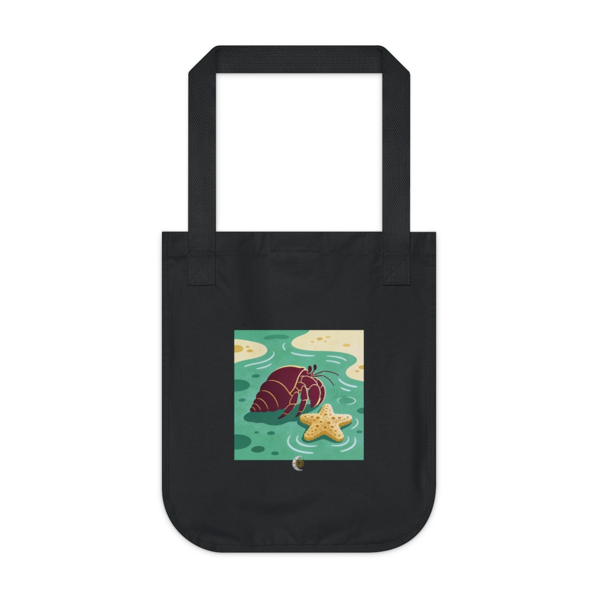 HD Hermit crab resting near a star-shaped sea sponge Organic Canvas Tote