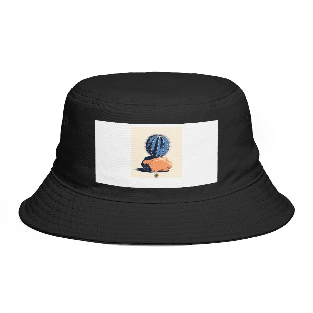 HD Barrel cactus balanced beside an irregular clay-colored rock Bucket Hat
