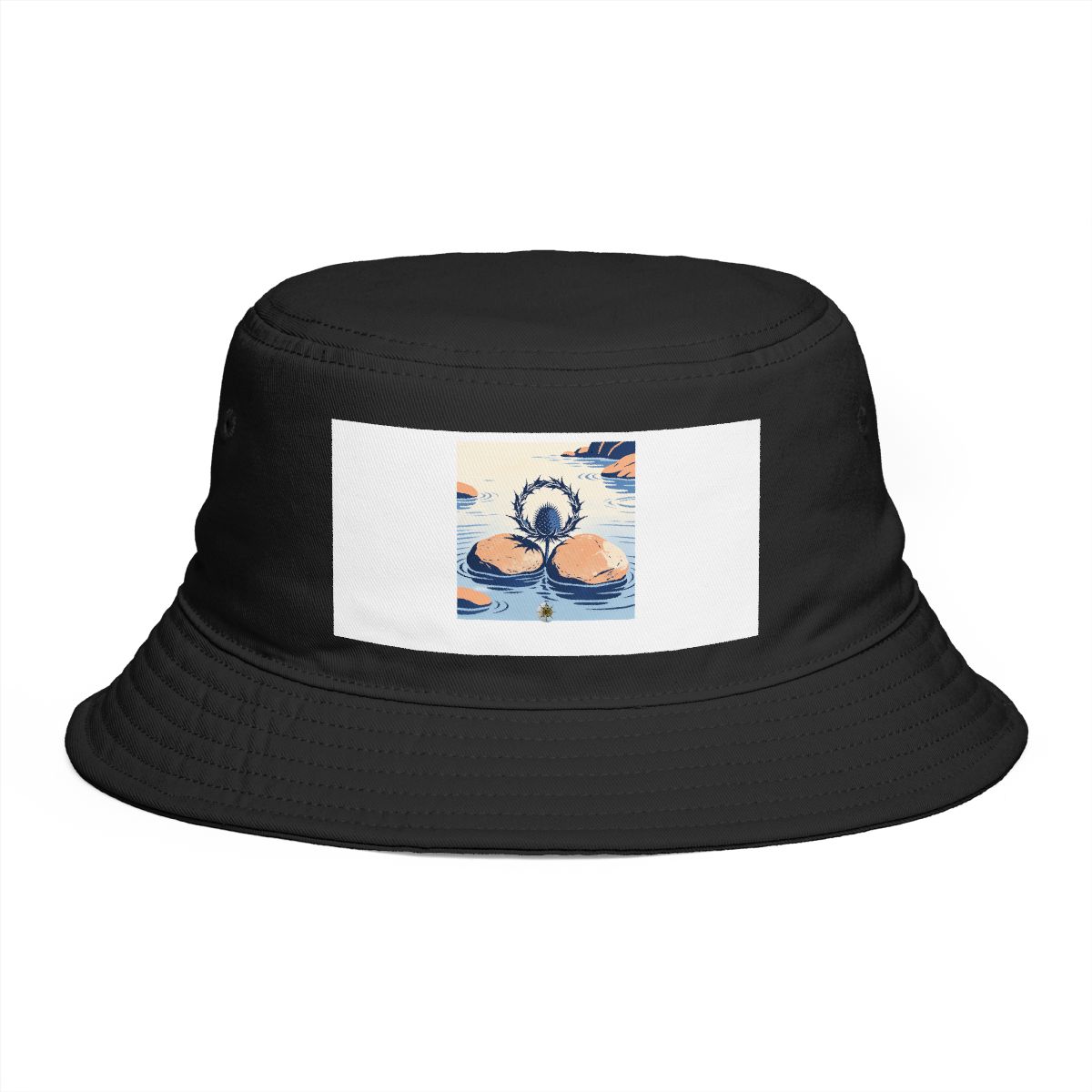 HD Thistle crown emerging between two broad river stones Bucket Hat