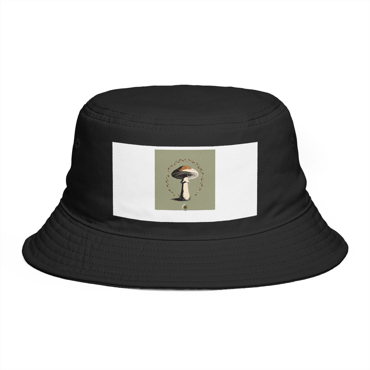 HD Inkcap surrounded by an arc of scattered seeds Bucket Hat