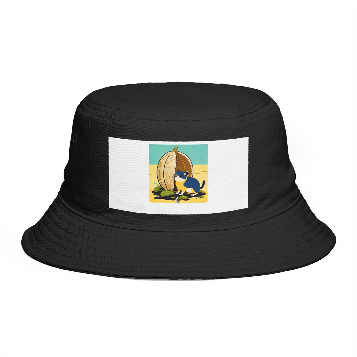 HD Pika peeking around a giant seedpod Bucket Hat