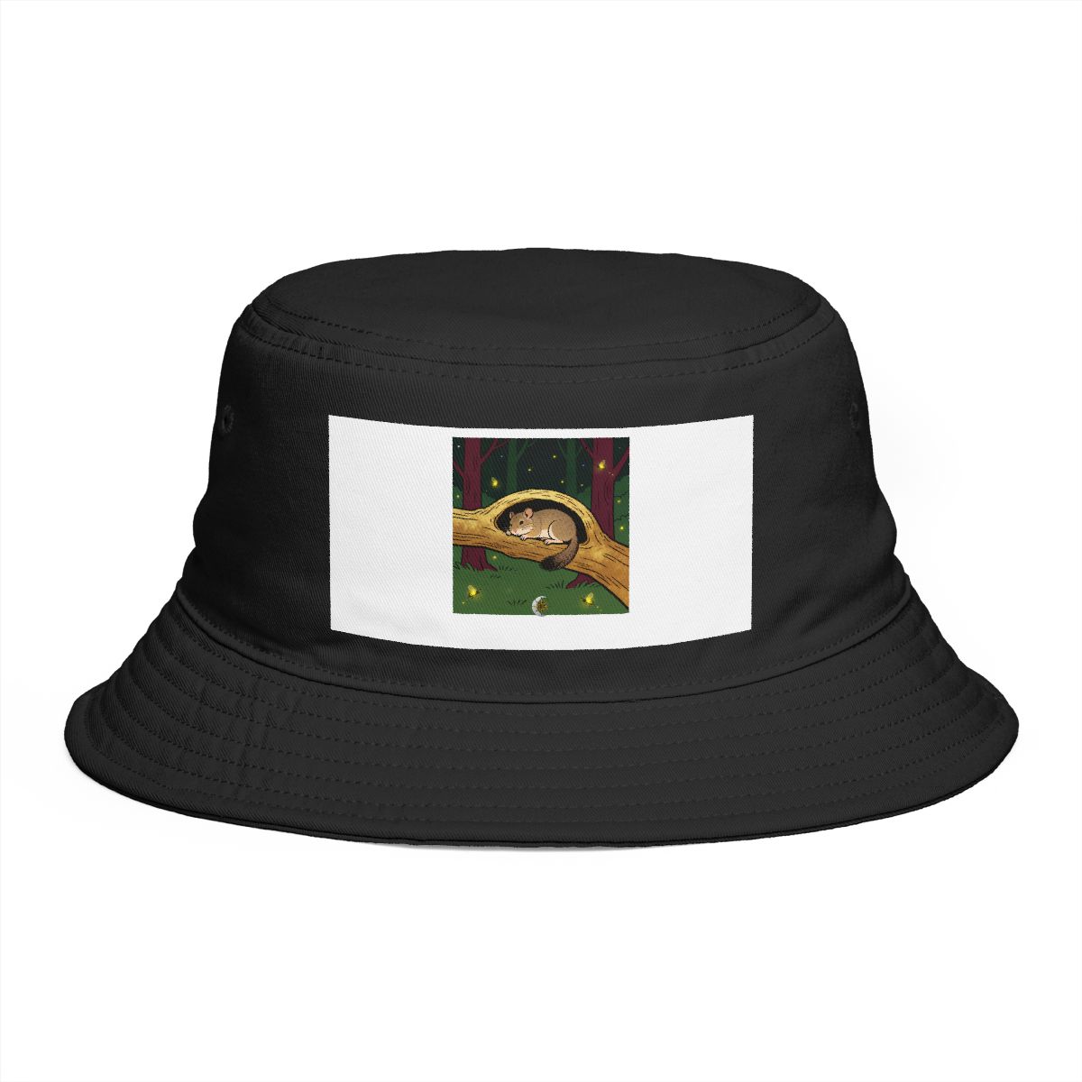 HD Pika napping inside a curved hollow branch Bucket Hat
