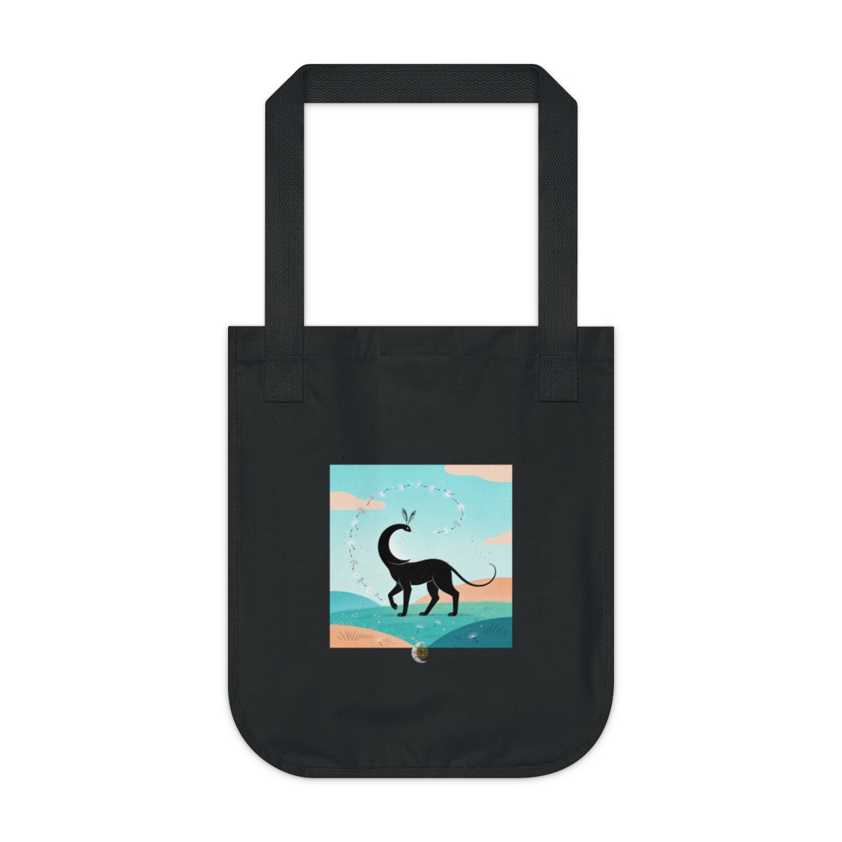 HD Crescent creature with feather antennae following a looping trail of seed fluff Organic Canvas Tote