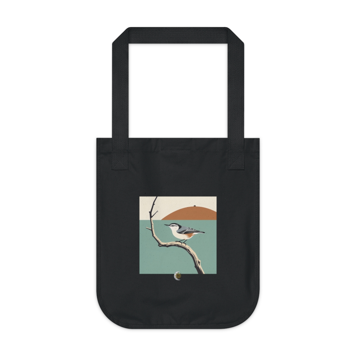 HD Nuthatch balancing on a curved bare branch Organic Canvas Tote