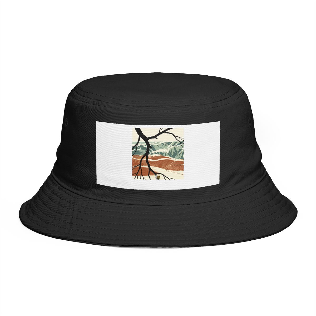 HD Layered valley hills framed by one foreground branch Bucket Hat