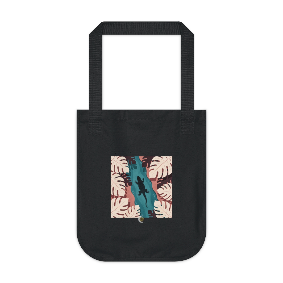 HD Narrow estuary framed by overlapping leaf silhouettes Organic Canvas Tote
