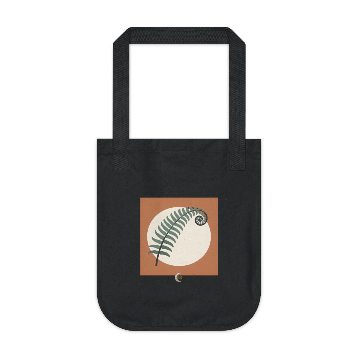 HD Unfurling fern arching across a rounded pool of open space Organic Canvas Tote