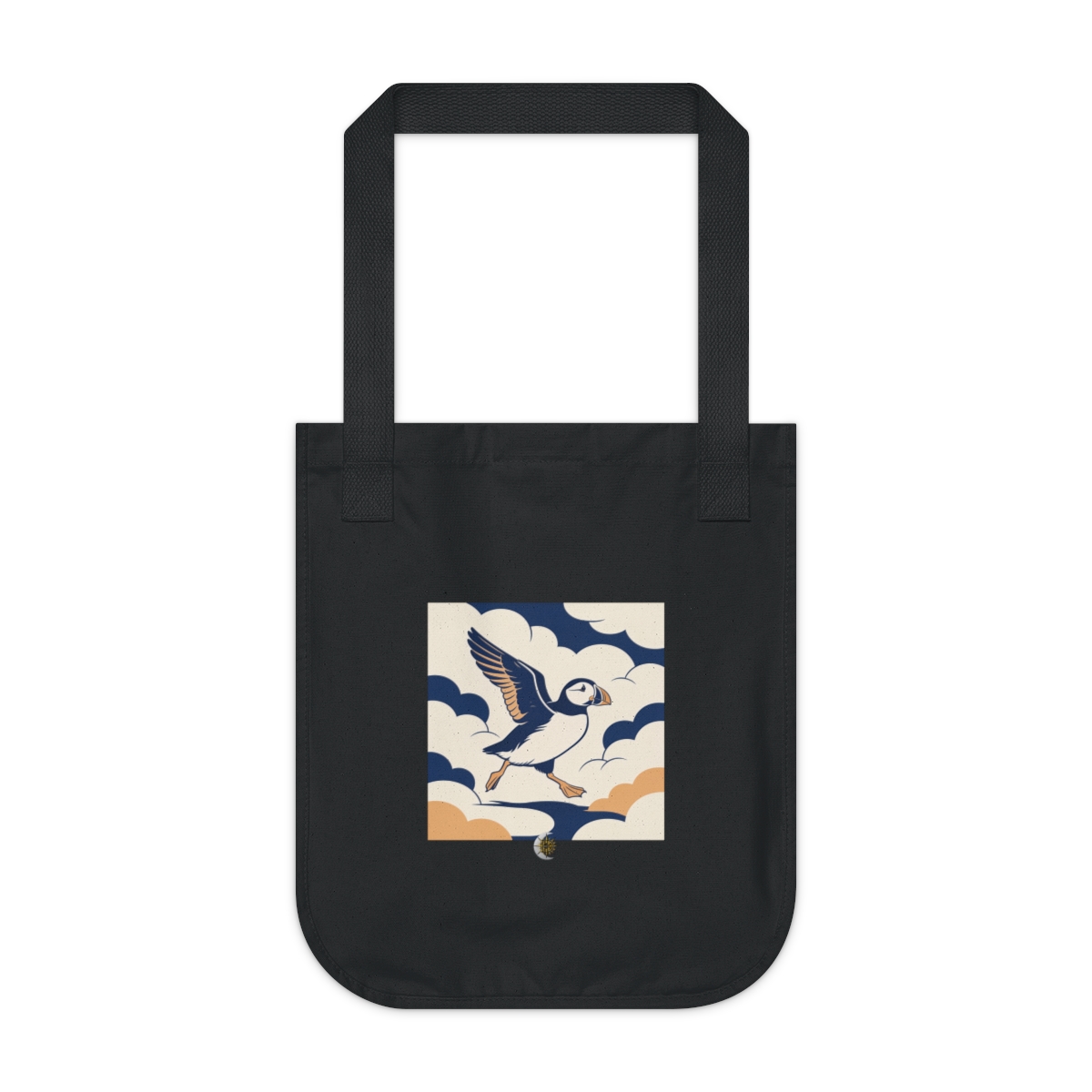 HD Puffin crossing the scene with one wing lifted Organic Canvas Tote