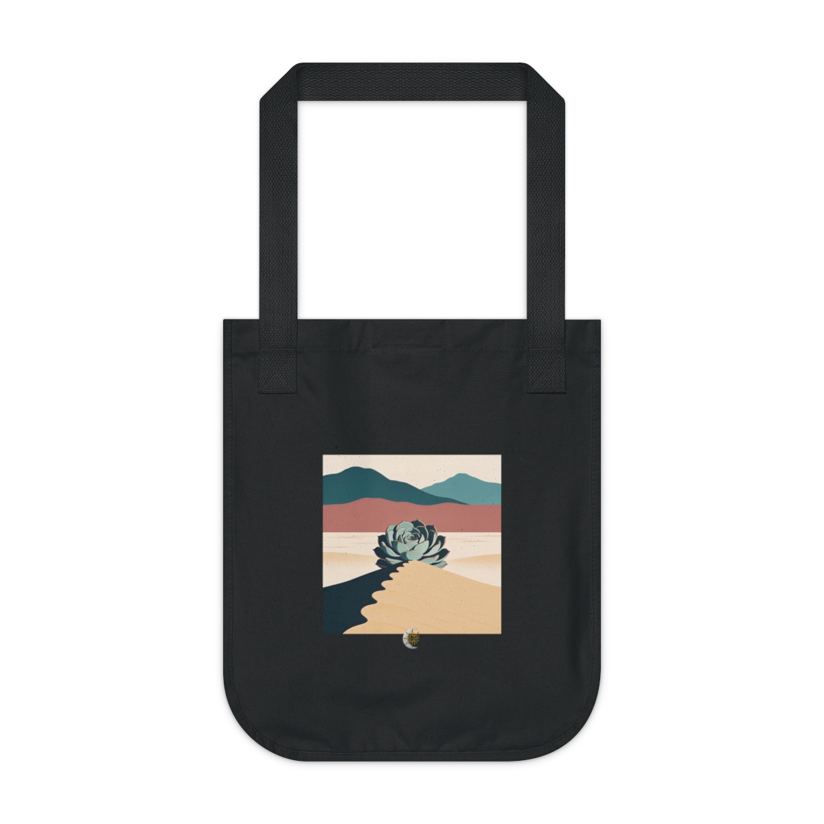HD Succulent rosette rising behind a scalloped dune Organic Canvas Tote