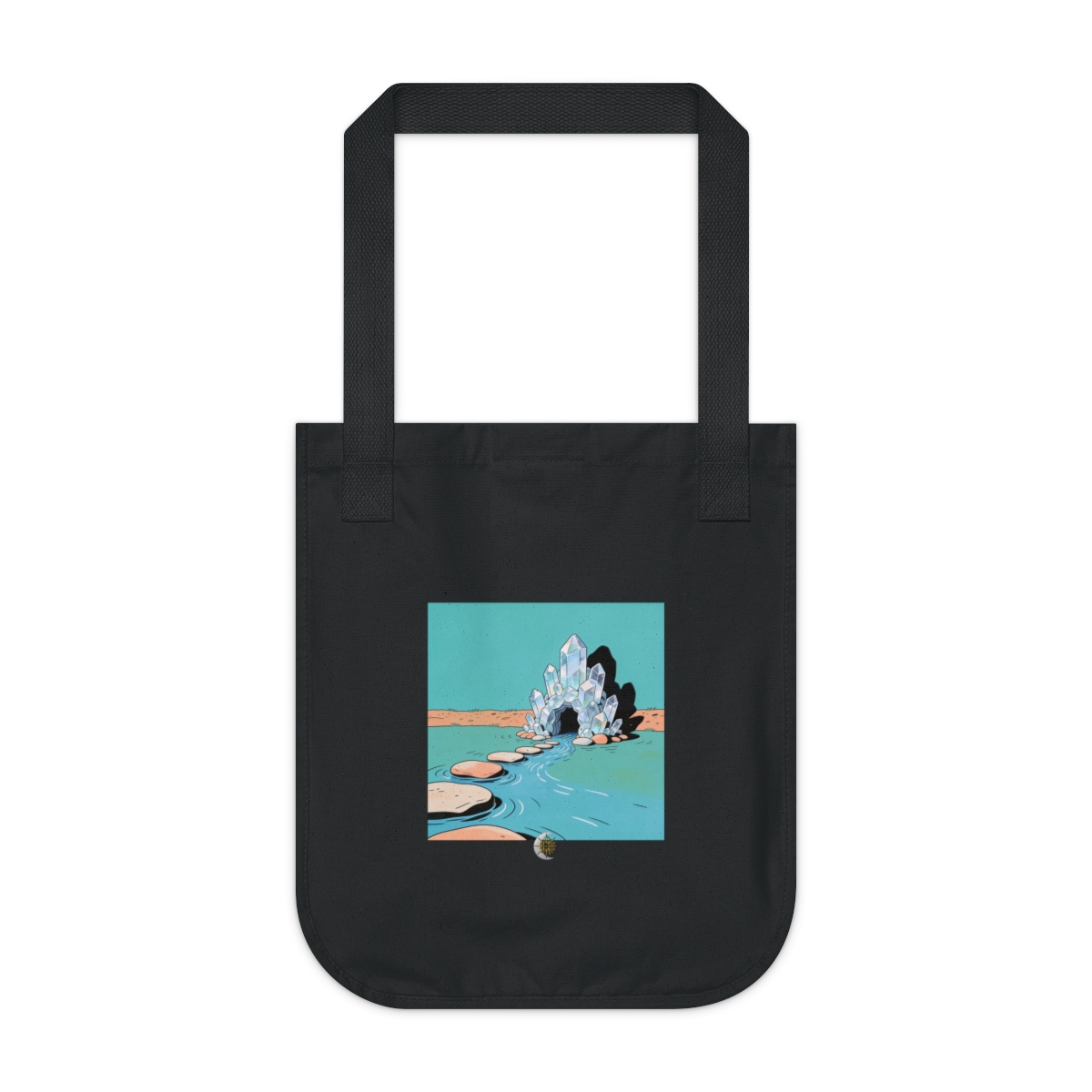 HD Crystal grotto connected to a distant bank by stepping stones Organic Canvas Tote