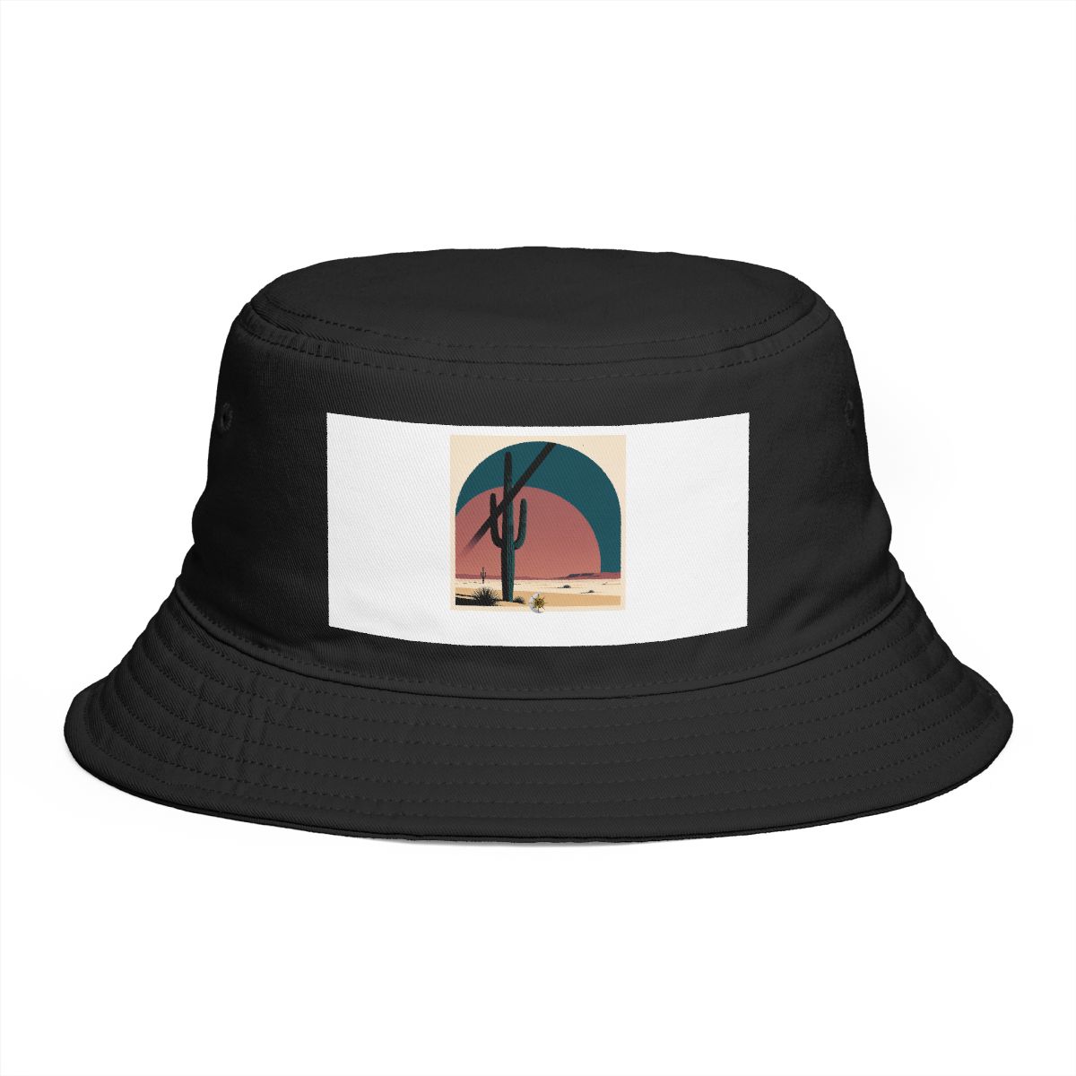 HD Saguaro crossing a large semicircle of dusk sky Bucket Hat