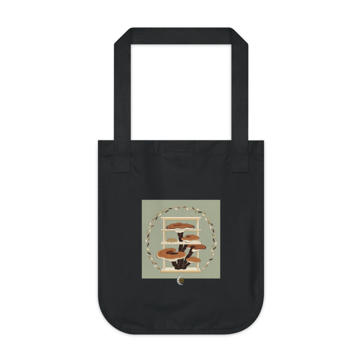 HD Reishi shelf surrounded by an arc of scattered seeds Organic Canvas Tote