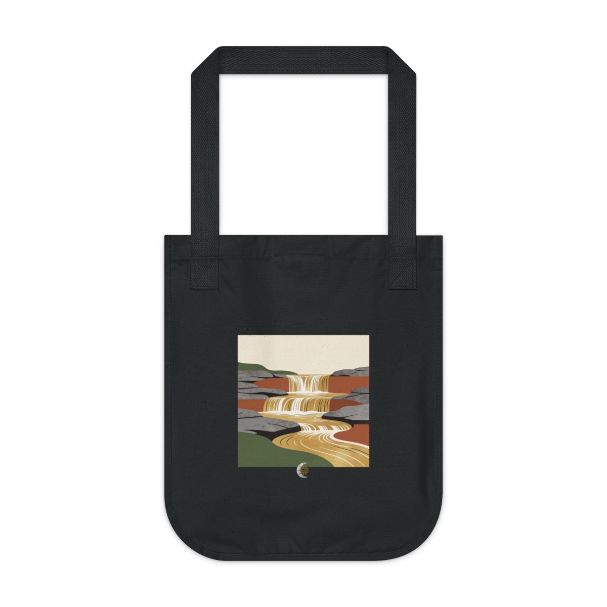 HD Cascade over slate reduced to elegant interlocking cut-shape curves Organic Canvas Tote