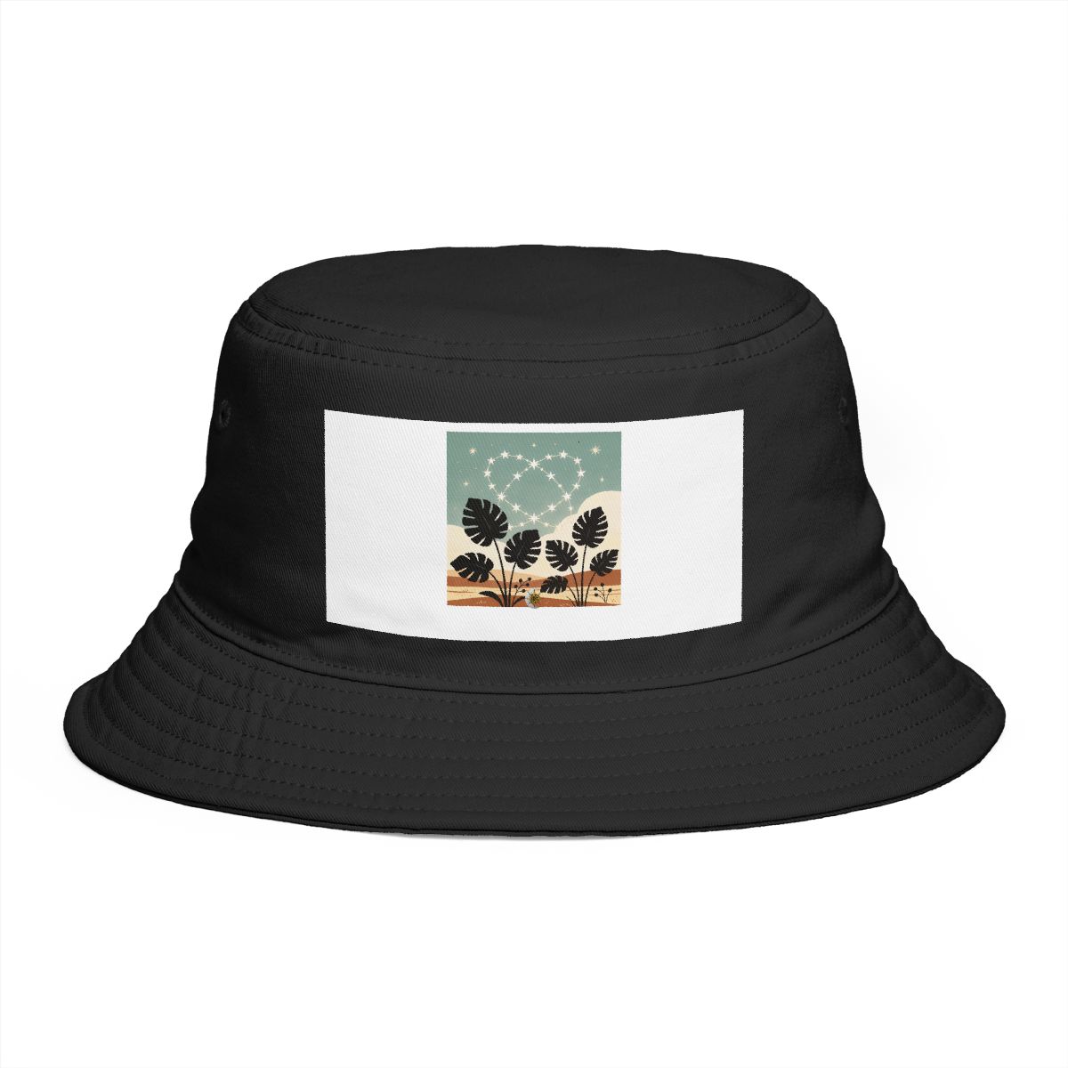 HD Invented star paths interlocking with broad plant silhouettes Bucket Hat