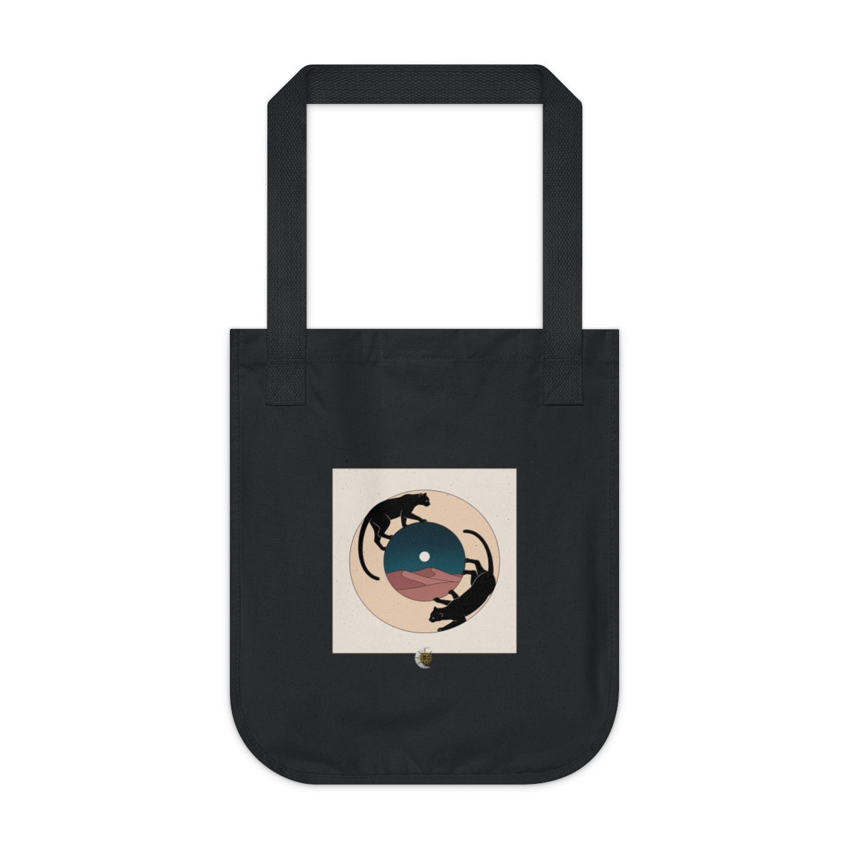 HD Low moon over dunes held within an asymmetric ring of open space Organic Canvas Tote