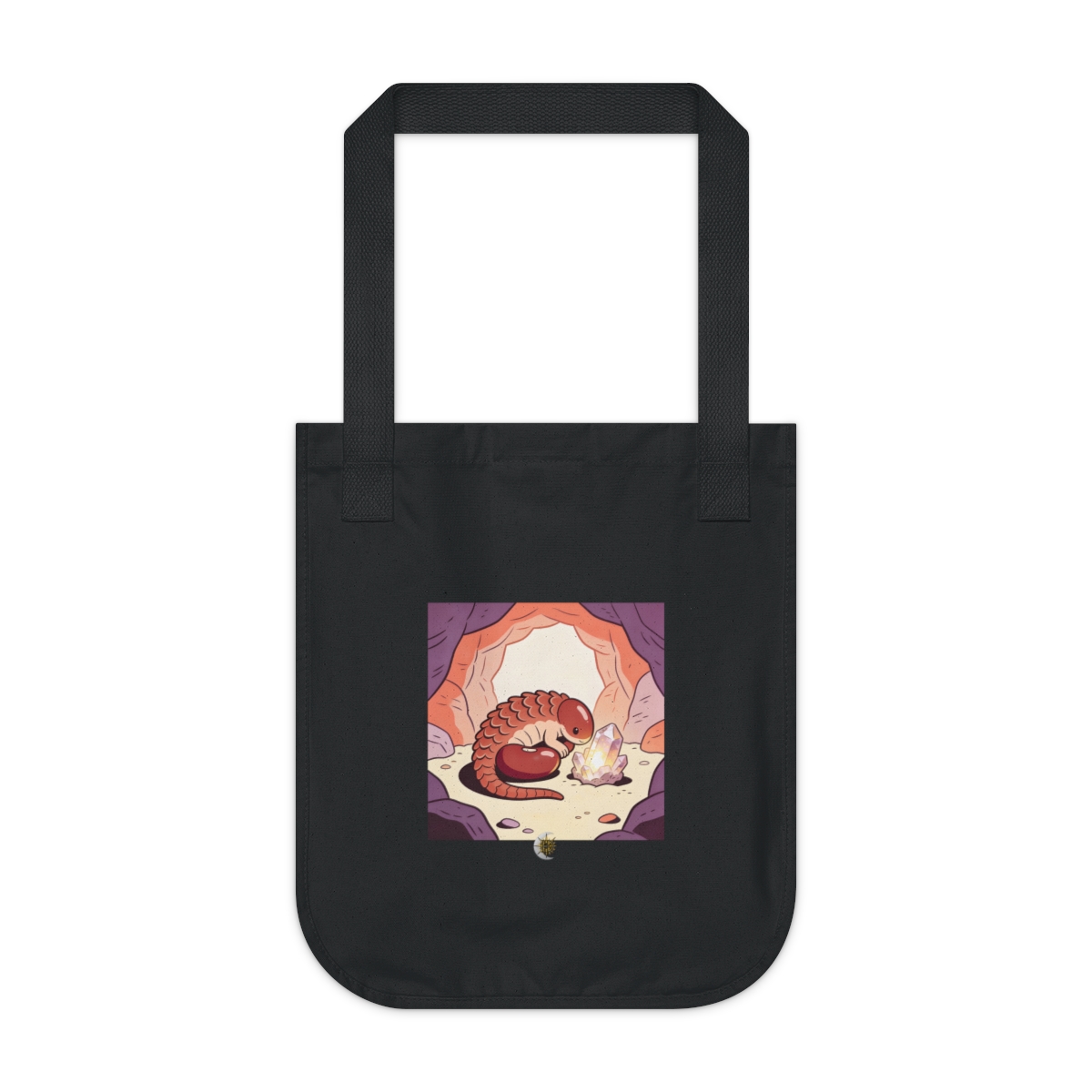 HD Bean creature with a scalloped back curled beside a glowing mineral Organic Canvas Tote
