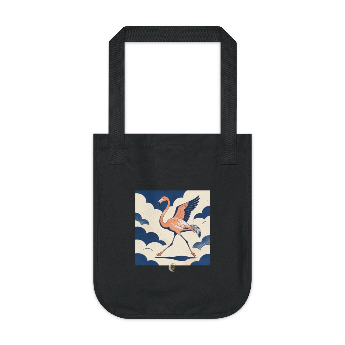 HD Flamingo crossing the scene with one wing lifted Organic Canvas Tote