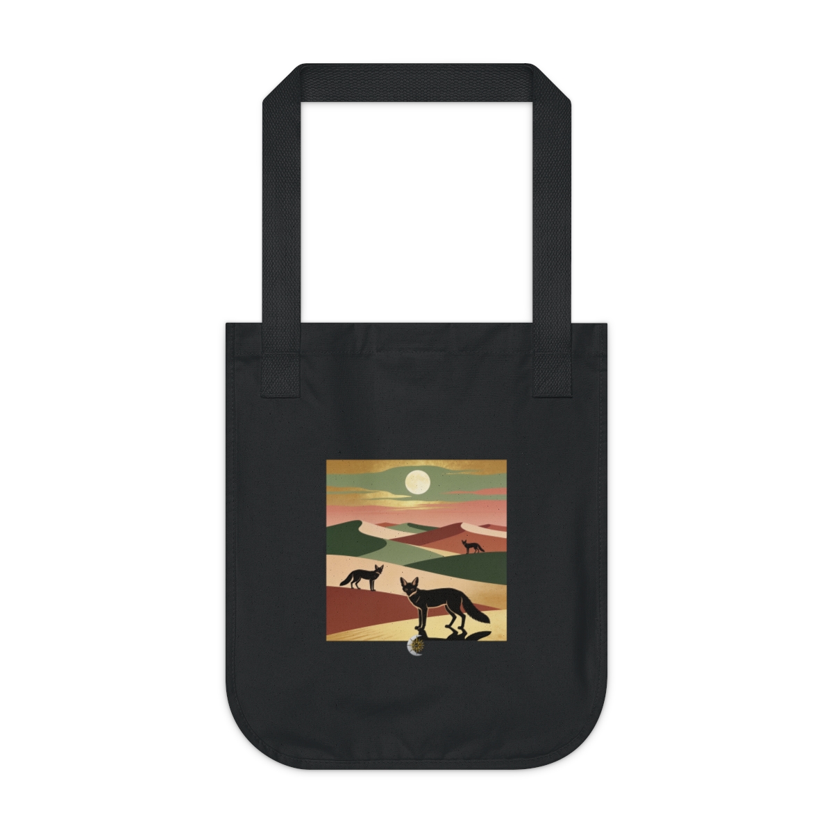 HD Low moon over dunes arranged as overlapping flat color shapes Organic Canvas Tote