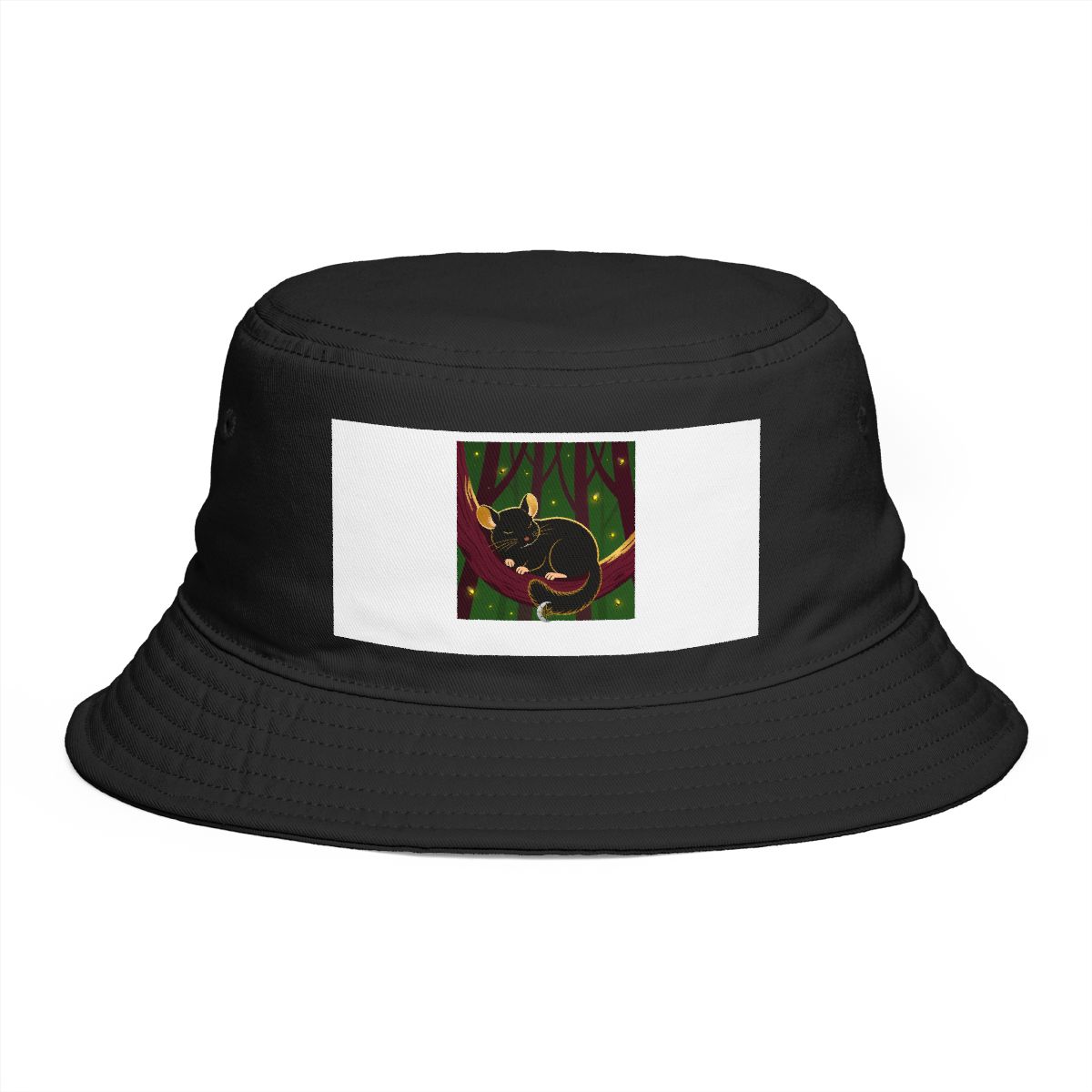 HD Chinchilla napping inside a curved hollow branch Bucket Hat