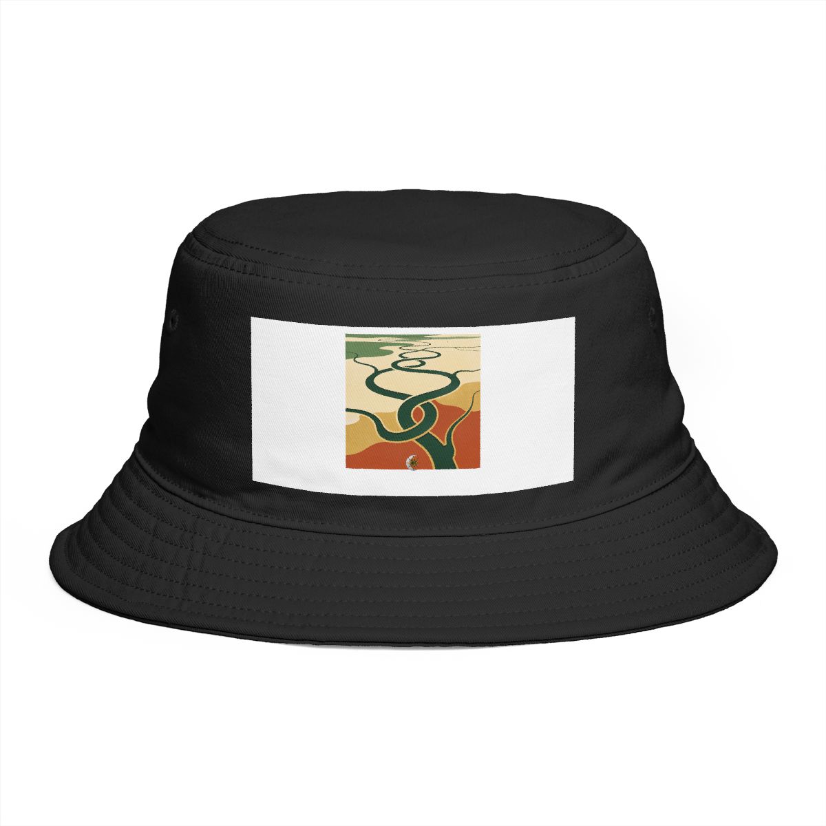 HD Shallow delta reduced to elegant interlocking cut-shape curves Bucket Hat