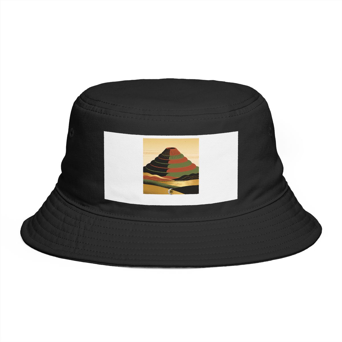 HD Rounded volcano reduced to stacked rounded color planes Bucket Hat