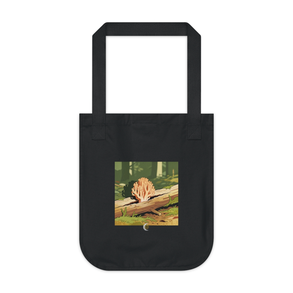HD Coral fungus growing through a split fallen branch Organic Canvas Tote