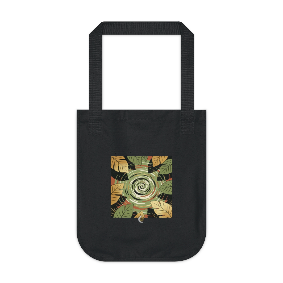 HD Spiral whirlpool framed by overlapping leaf silhouettes Organic Canvas Tote